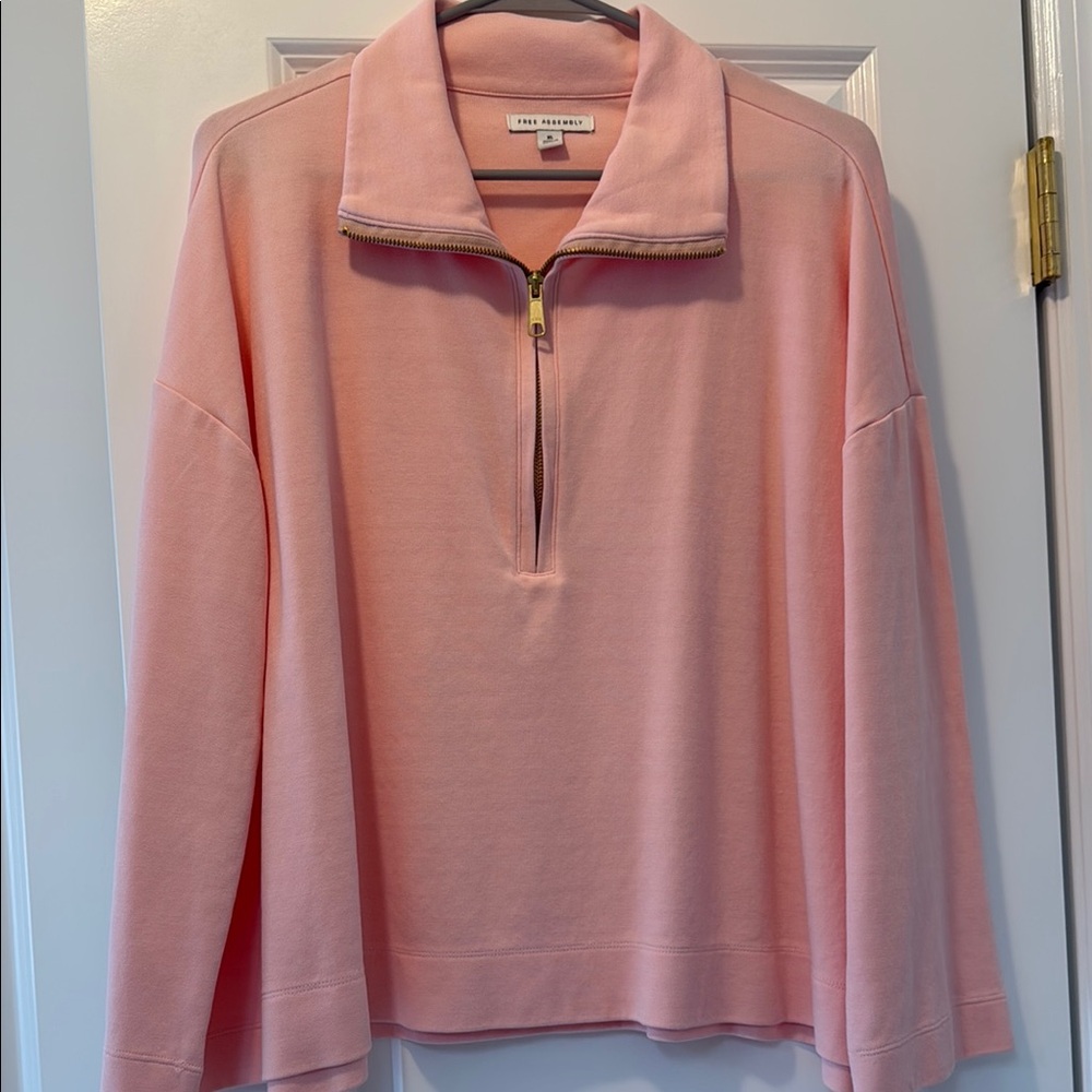 Pink Bell Sleeve Zip Pullover